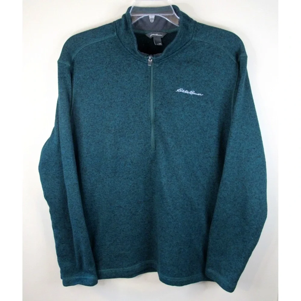 Eddie Bauer 1/2 Zip Pullover Camp Sweater‎ Men's Size XXL Green Polyester